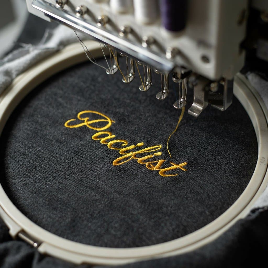 Premium stitched embroidery detail on custom apparel